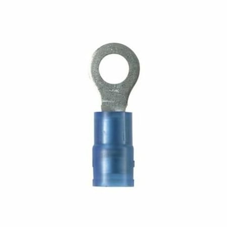 Panduit Ring Terminal, #6 Stud Size, 14 AWG, 600 V, Nylon Insulated, Blue, 100 PK PNF14-6RN-C